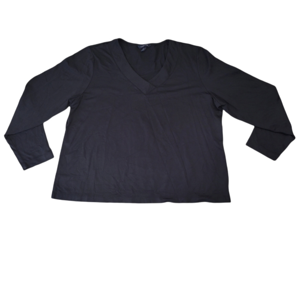 Lands' End Women's XL/P 18-20 Black Long Sleeve Active Swim Top